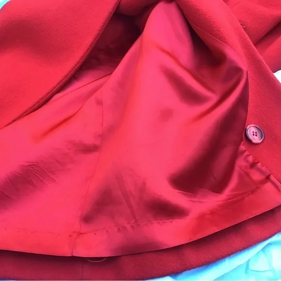 Vintage J.G. Hook Red Double-Breasted 100% Wool Long Coat - Picture 14 of 16